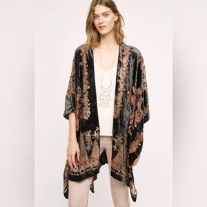 Pants Store burnout velvet ruana floral flowy boho kimono gray grey one size‎